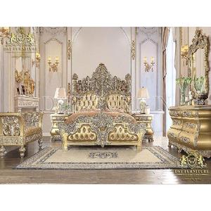 Traditional Antique Gold Baroque Bedroom Furniture <b>Victorian</b> King Size Bedroom Furniture California King Size Bedroom Furnitures - Product Image 1