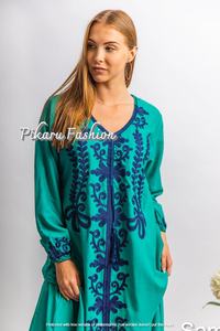 New Trendy High Quality Moroccan Long Sleeve Embroidered Occasion Women Maxi <b>Dress</b> - Product Image 5