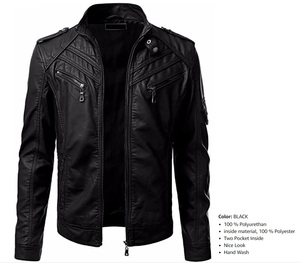 Chaqueta de motorista con cremallera Unisex, disponible en todos los colores y piel de oveja, color negro, hecha en Pakistán - Product Image 1