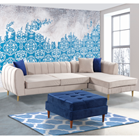 Sofá Seccional Esquinero Chesterfield Moderno de Terciopelo con Botonaduras, Sofá Cama con Estructura de Madera Maciza para Apartamento, Sala de Estar, Gimnasio, Centro Comercial, Hospital