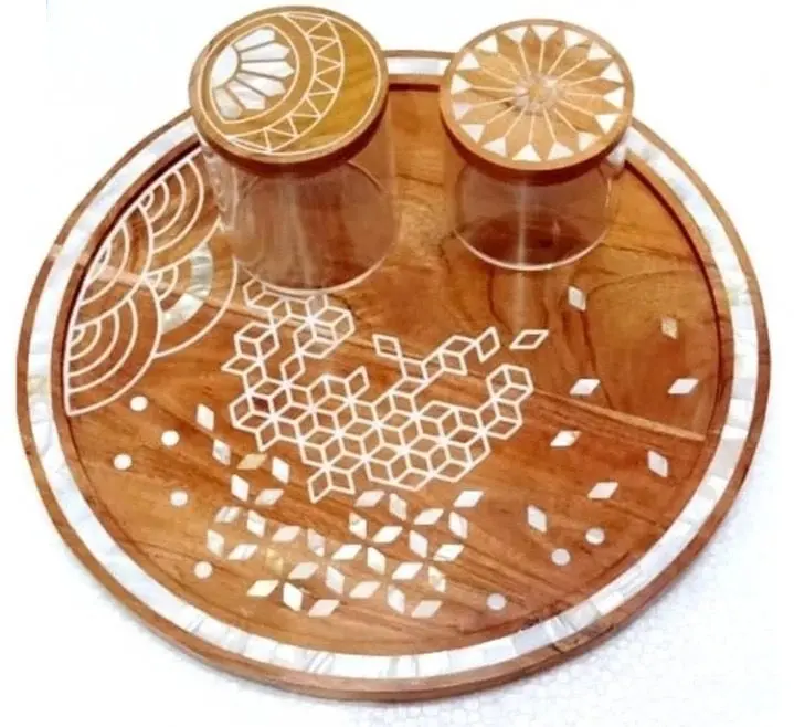 2023 Ramdan Eid Tray Decorative Acrylic Container Jars Acrylic Storage Jars Mother Of Pear Inlay Tray Custom Logo Chocolate Tray
