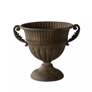 Florero de metal de gran Flor de Oro rústico - Product Image 3