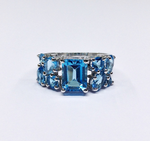 Bagues en pierre précieuse en topaze bleue, argent Sterling 925, plaqué or, fait à la main, bon marché quantité minimale de commande vente en gros - Product Image 1