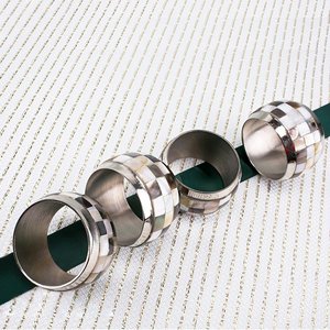 Latest Design <b>Mother</b> of Pearl Napkin <b>Ring</b> boll Design and Steel <b>Ring</b> for Dinner Tableware MOP Napkin Holder for Sale - Product Image 3