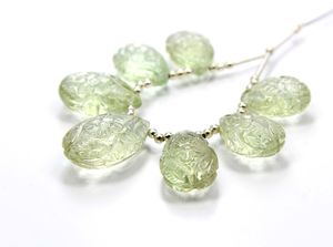 Amatista verde Natural, flor lisa tallada, cuentas en forma de pera - Product Image 3