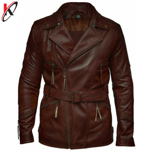 Chaqueta de Cuero de Oveja Auténtica para Hombre, Estilo Motero con Volantes Marrones Desgastados, Impermeable, Resistente al Viento y Transpirable, Personalizable - Product Image 4