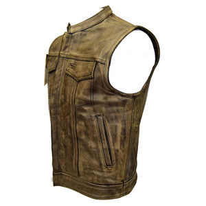 Gilet en cuir de haute qualité pour homme, sans manches, vêtements d'extérieur, vente en gros, - Product Image 3