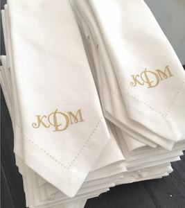 ขายส่งที่มีคุณภาพสูงบริสุทธิ์100ธรรมชาติฝรั่งเศสผ้าลินินสีขาว Hemstitched เย็บปักถักร้อยค็อกเทลผ้าเช็ดปาก - Product Image 2