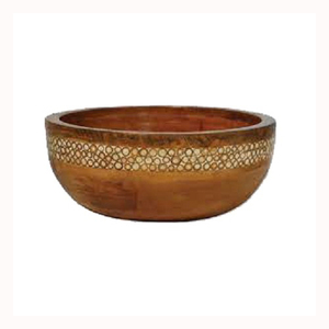 Bol de service au design élégant en bois de manguier, pour fruits et salades, service de mariage, service de traiteur, bordure unique, bol en bois de manguier - Product Image 1