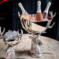 Hielera para Champán de Acero Inoxidable de Primera Calidad con Soporte de Diseño de Reno para Fiestas y Bodas