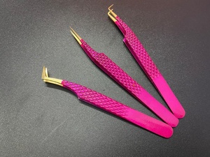 Pince à épiler à sourcils pointue or violet transparent de haute qualité Logo personnalisé acier inoxydable durable japonais pour cils - Product Image 2