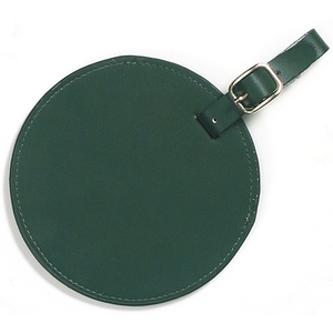 La mayor venta del año Compre etiqueta de equipaje de cuero PU con correa en forma redondeada verde oscuro a precio barato - Product Image 1
