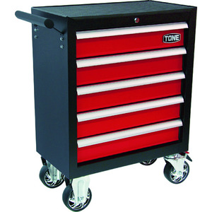 Carrito de Herramientas Estilo Japonés Tone, Mini Gabinete con Ruedas de Aspecto Moderno y Fácil de Usar para Taller o Garaje, 5 Cajones, Rojo/Negro, WSS205 JP - Product Image 1