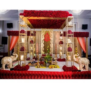 Mandap métallique élégant pour mariage, décoration tendance pour mariages de luxe, mandap métallique en vente, nouveau mandap métallique doré pour mariage aux chandelles, NZ - Product Image 1