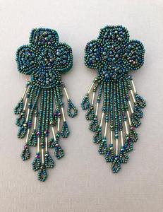 Pendientes de Cuentas Verdes Chapados en Oro, Pendientes Miyuki Hechos a Mano - Product Image 1