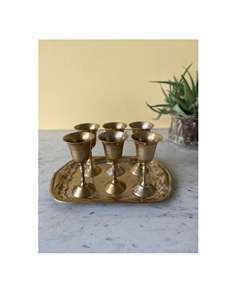 Ensemble de calice en laiton VINTAGE avec plateau fournitures d'église cuivworld inde - Product Image 1