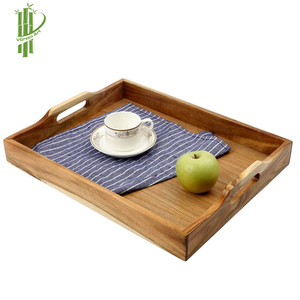 ถาดไม้ไผ่,ชุดถาดไม้ไผ่พร้อมหูจับสำหรับอาหารเช้าถาดไม้ทนทาน - Product Image 1