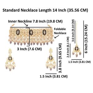 Conjunto de joyería India Kundan, cuentas de perlas de imitación, collar de Gargantilla nupcial chapado en oro con mayorista de diamantes gris - Product Image 2