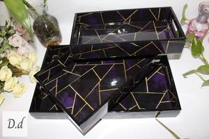 Juego de 3 bandejas de servicio para hotel en casa para fines de regalo, rectángulo cuadrado redondo personalizado según los requisitos - Product Image 2