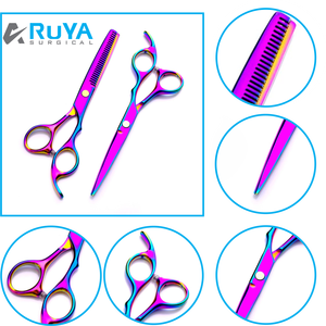 Ciseaux de Salon de coiffure professionnels en acier inoxydable de 6.0 pouces cisailles amincissantes à pointe pointue avec poignée en caoutchouc outil de beauté de couleur arc-en-ciel - Product Image 4