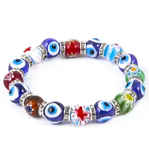 BRACELET en perles colorées de MURANO et de verre