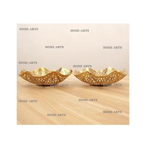 Lot de 2 bols décoratifs de différentes tailles, forme carrée, couleur or, pour fruits et collations, à des prix abordables - Product Image 3