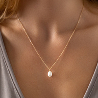 Collier Ras-du-Cou Pendentif Simple Perle de Culture d'Eau Douce Baroque, Bijou Quotidien pour Femme, Cadeau pour Demoiselle d'Honneur