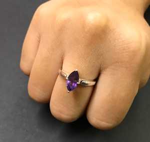 Anillo de plata de ley 92,5 con forma de marquesa facetada de piedras preciosas de amatista Natural, regalo de piedra natal de febrero para fiestas y uso de joyería - Product Image 5