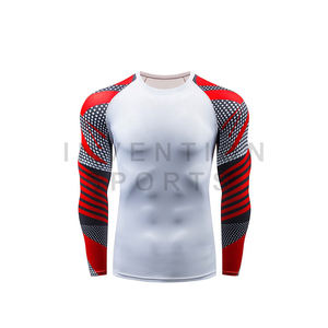 Trendy Rash Guards Contraste personalizado Impreso Mangas Compresión Fit Fitness Wear Tela de secado rápido Rash Guards a los mejores precios - Product Image 1