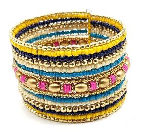 Handmade Seed beaded bangle fashionable gold plated <b>cuff</b> bangle women & girls party ware jewellery gift for her women statesmen - Product Image 1