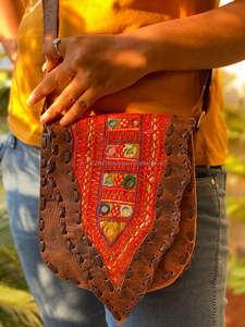 Sacs à main Banjara Vintage en cuir pour femmes, sacoche brodée ethnique, sac à bandoulière Vintage - Product Image 3