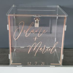 Personalized Acrylic Wedding Card <b>Box</b> with Lock I <b>Locking</b> Wedding Card <b>Box</b> I Clear Wedding Card <b>Box</b> with Lock I Custom Acrylic W - Product Image 1
