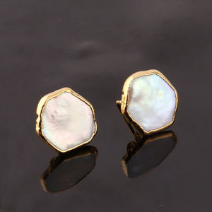 Boucles d'oreilles en laiton plaqué or/argent pour femmes, bijoux tendance, en perles gemmes naturelles, à la mode, 2021 - Product Image 2