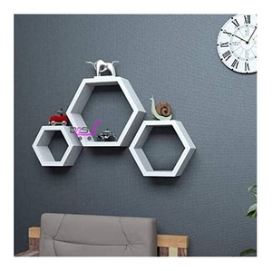 Estantes hexagonales flotantes, muebles de madera oscura para Juego de 3 sala de estar, hogar, Hotel y restaurante - Product Image 3