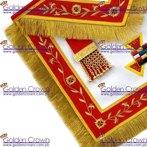 Barato al por mayor masónica Real Arco PHP pasado alto sacerdote delantal oro bordado a mano | Accesorios masónicos delantal proveedor - Product Image 4