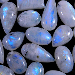 Bandeja de piedra lunar personalizada, cabujón de cristal, piedra lunar, pera, corazón plano, piedra lunar, pulsera de cristal etíope, Ópalo Suelto - Product Image 3