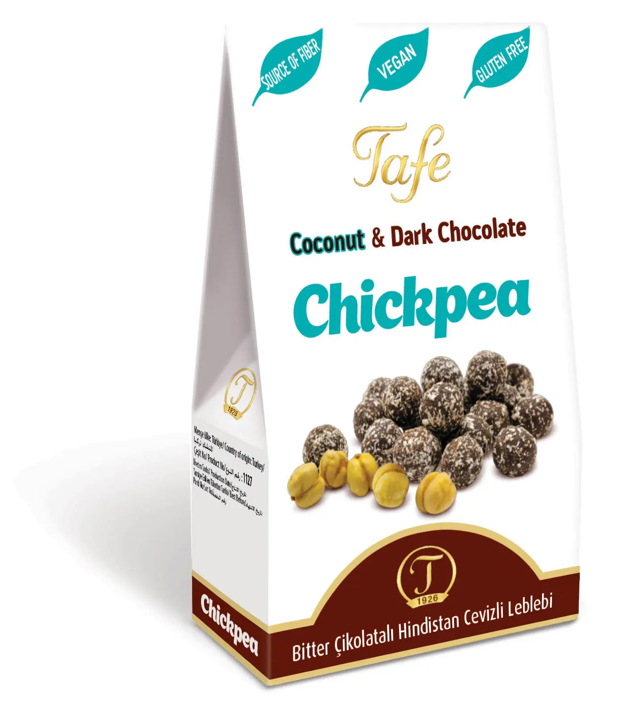 Tafe Chickpeas dengan Kelapa dan Coklat Tua Kode 80G 1127 Camilan Vegan Sehat Alami