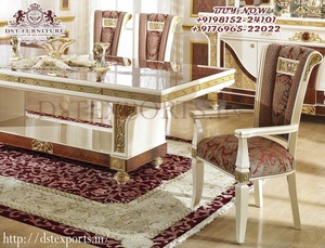 Juego de mesa de comedor de madera tallada de teca, conjunto de muebles de comedor de calidad superior, juego de comedor turco tallado de madera europea - Product Image 2
