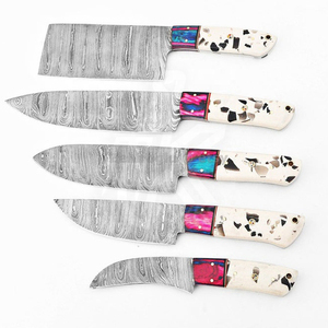 Juego de cuchillos de cocina personalizados, juego de 5 piezas de cuchillos de Chef de Damasco forjado a mano - Product Image 5