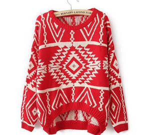 Pull décontracté pour femme, col rond, coupe ajustée, manches courtes, pull d'hiver en tricot, polyester/coton, motif imprimé avec manches bouffantes - Product Image 6