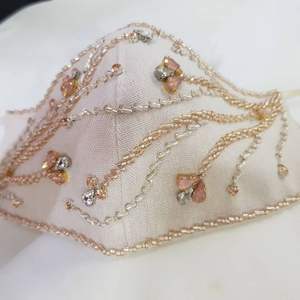 --- LATEST--NEW---BEAUTIFUL--ZARI---EMBROIDERY-WORK-DESIGN-FACE ACCESSOIRES WITH---PEARLS, CRISTAL BEADS---EMBROIDERY-WORK---2021 - Product Image 1