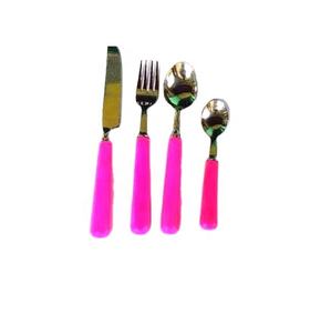 Juego de Cubiertos de Acero con Mango de Resina Rosa, Vajilla de 4 Piezas en Cualquier Color, Material Metálico - Product Image 1