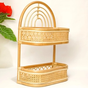 Étagère murale en rotin à deux niveaux, produit en forme d'arc-en-ciel, fait à la main, rangement pour chambre à coucher, vente en gros, nouveau Design - Product Image 1
