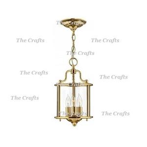 Farol Colgante de Latón y Vidrio, Forma y Tamaño Personalizados, Grabado y Estampado Hechos a Mano para Uso en el Hogar, Hoteles y Bodas - Product Image 1