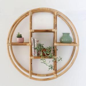 Top quality cheap price best selling natural indoor round rattan storage shelf