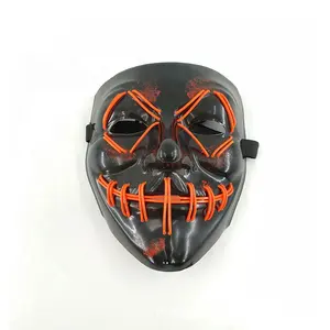 Wholesale Cheap Halloween Ghost Dance Clown Horror LED mask 3d model el line el wire scary halloween mask