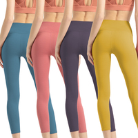 Conjunto Deportivo de 2 Piezas para Mujer, Marca GAF, con Logotipo Personalizado, Diseño a Cuadros, Ecológico, Transpirable, Talla Grande, Cuello Redondo, Cintura Elástica, Cintura Media, para Gimnasio y Yoga