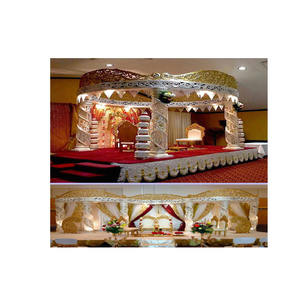 ของตกแต่งงานแต่งงานของจักรพรรดิอินเดียระยิบระยับ Mandap ผ้าคลุมตกแต่งด้วยคริสตัลงานแต่งที่งดงามทางใต้ของงานแต่งงานสีขาว Mandap - Product Image 1