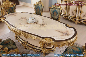 Ensemble de table à manger moderne en teck massif sculpté de luxe, design royal indien, meubles de décoration intérieure durables - Product Image 2