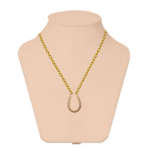 14k Or Jaune Fer À Cheval Pave Diamant Pendentifs Bijoux - Product Image 5